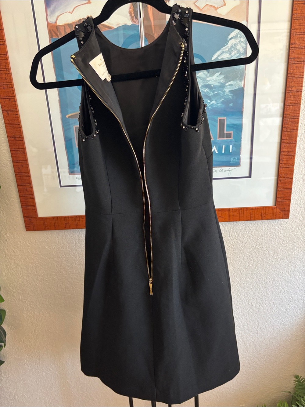 Kate Spade New York Scattered Brooch Rhinestone Beaded Formal Crepe Dress - Picture 11 of 13